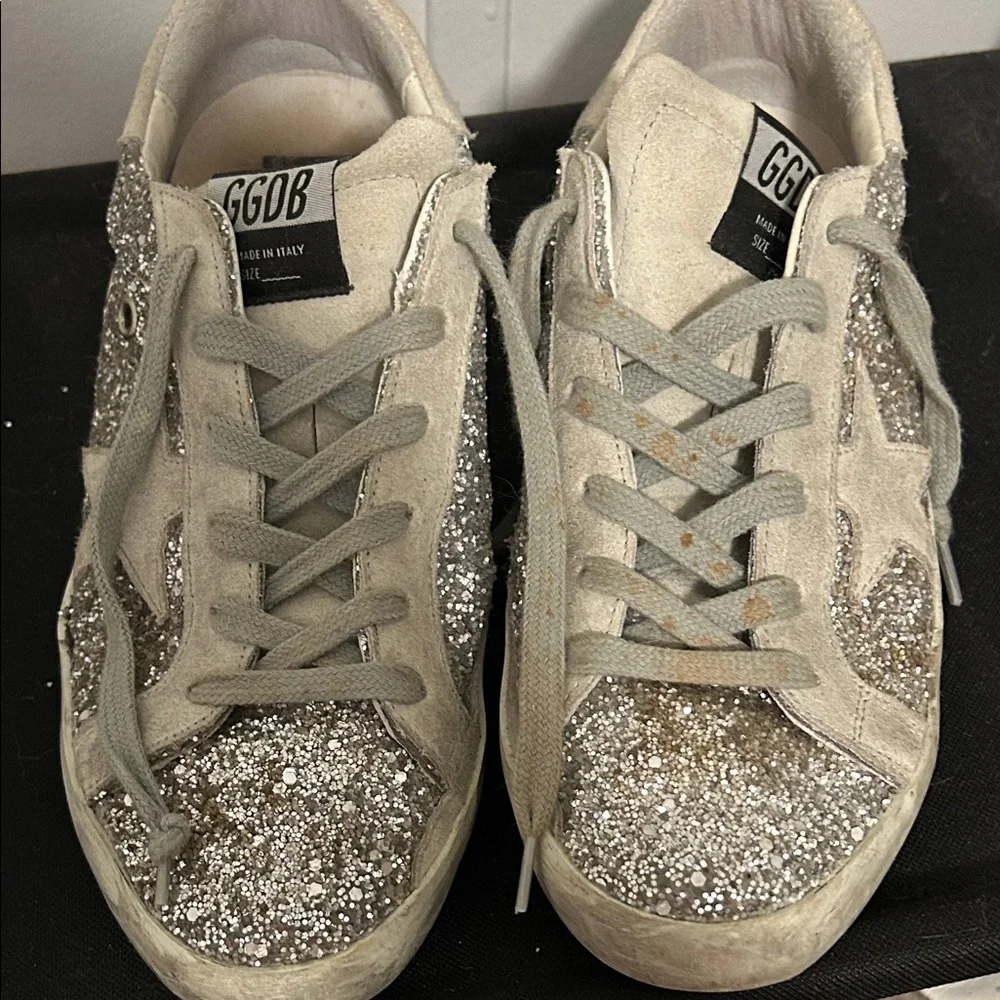 Golden Goose Women's Glitter Silver Sneakers - Picture 2 of 3